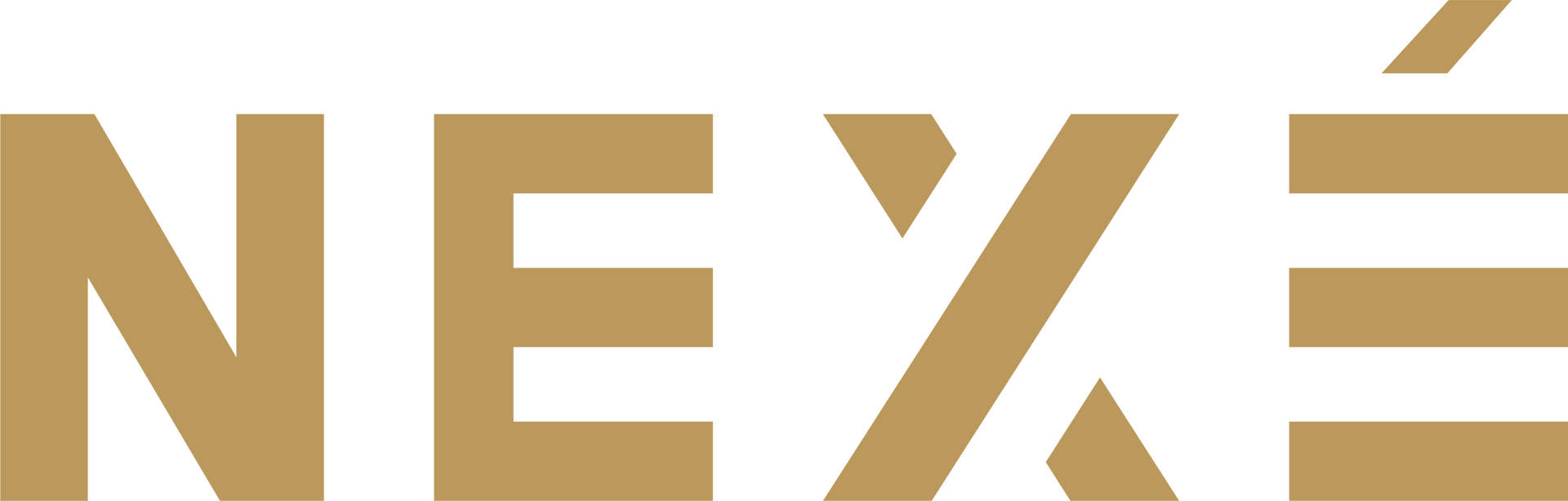 Golden-colored text reading NEXÉ, with an accent mark above the final 