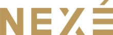Logo with the word NEXÉ in a gold color.