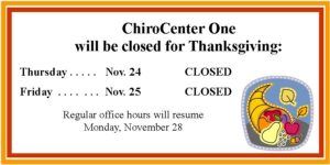 Thanksgiving Office Hours — Grand Forks, ND — ChiroCenter One