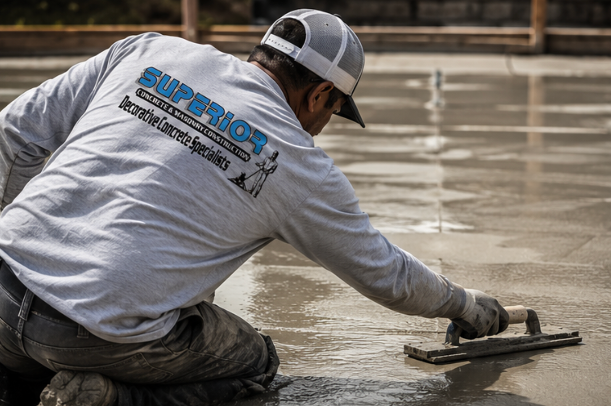 Custom stamped concrete driveway in Riverside CA