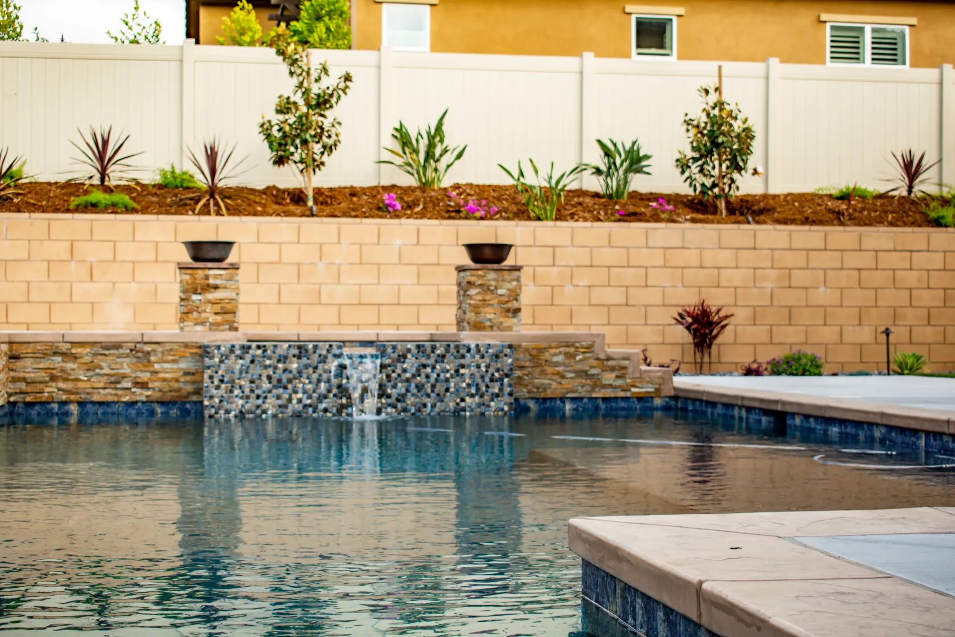 Riverside California decorative poolside concrete surface