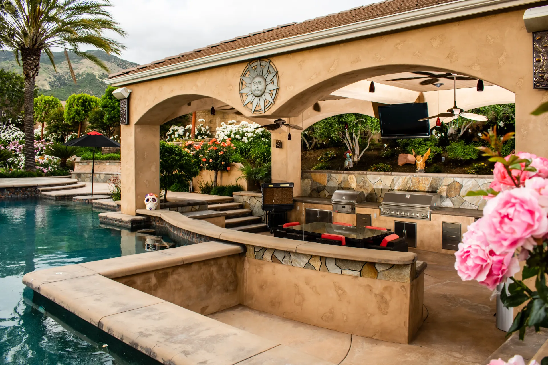 Riverside California decorative poolside concrete surface