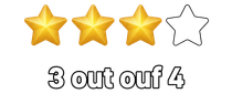 Three gold stars filled and one outline, with