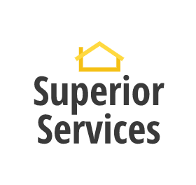 Logo: "Superior Services" text with a yellow house icon above.