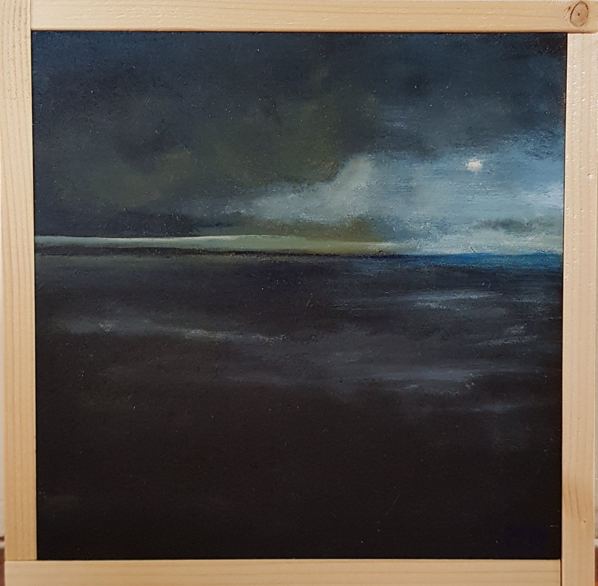 schilderij acryl waddenzee maanlicht moonlight sky