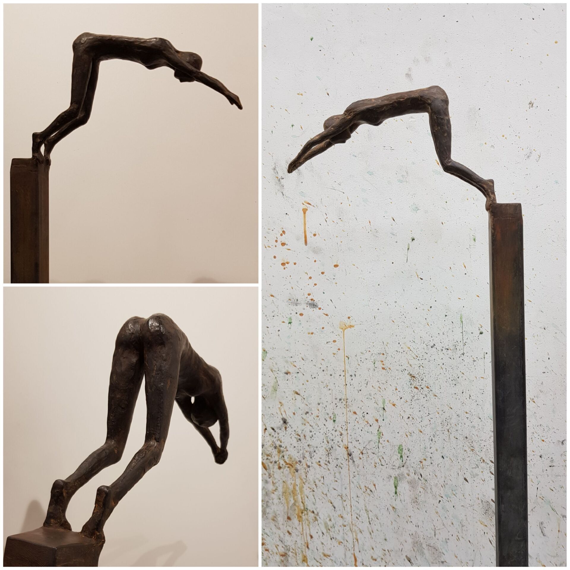 Duikster, vrijheid, geen stap terug, symboliek, kunstwerk voor bij het water