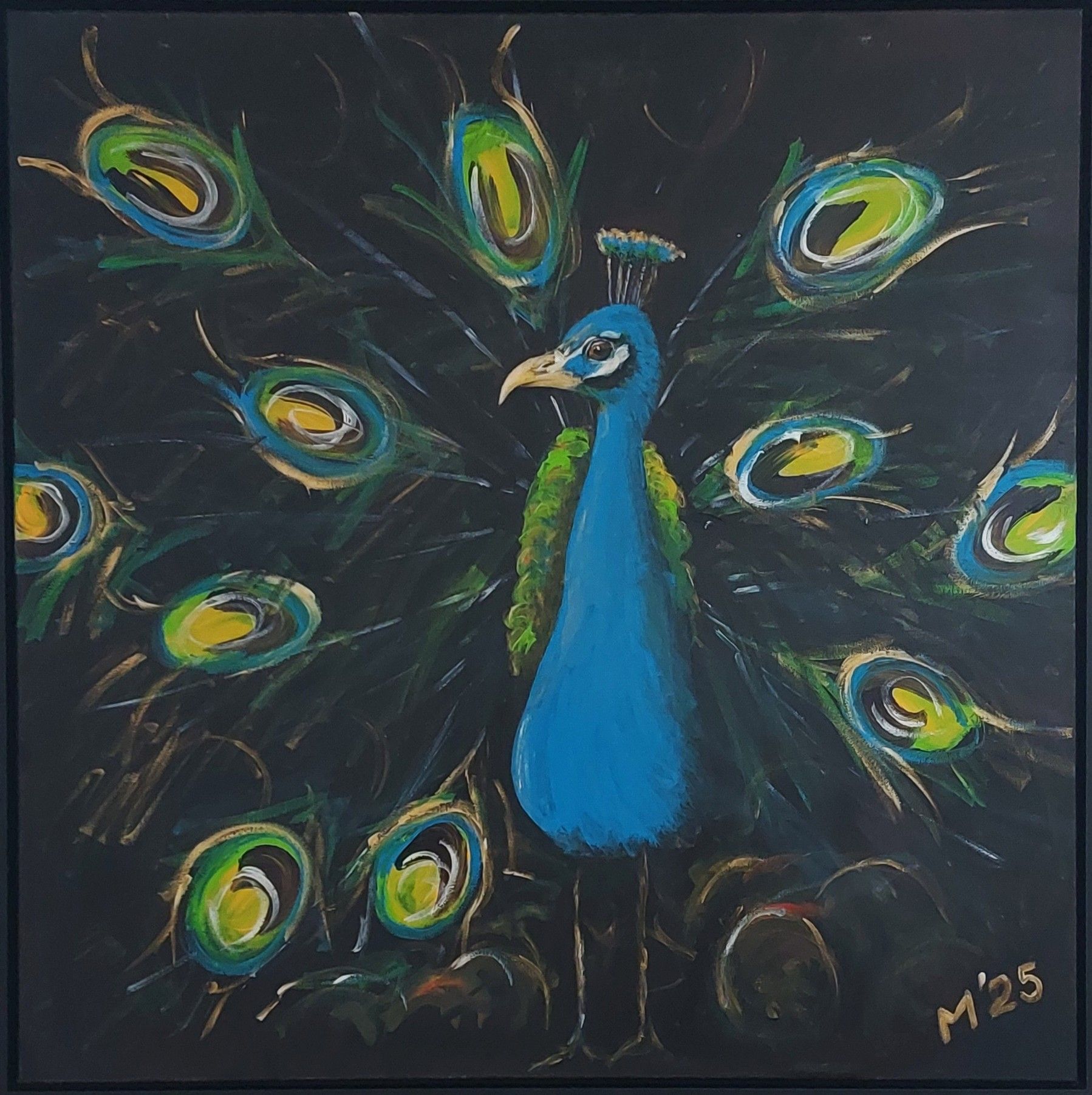 pauw, trots, trots als een pauw, schilderij, afbeelding pauw