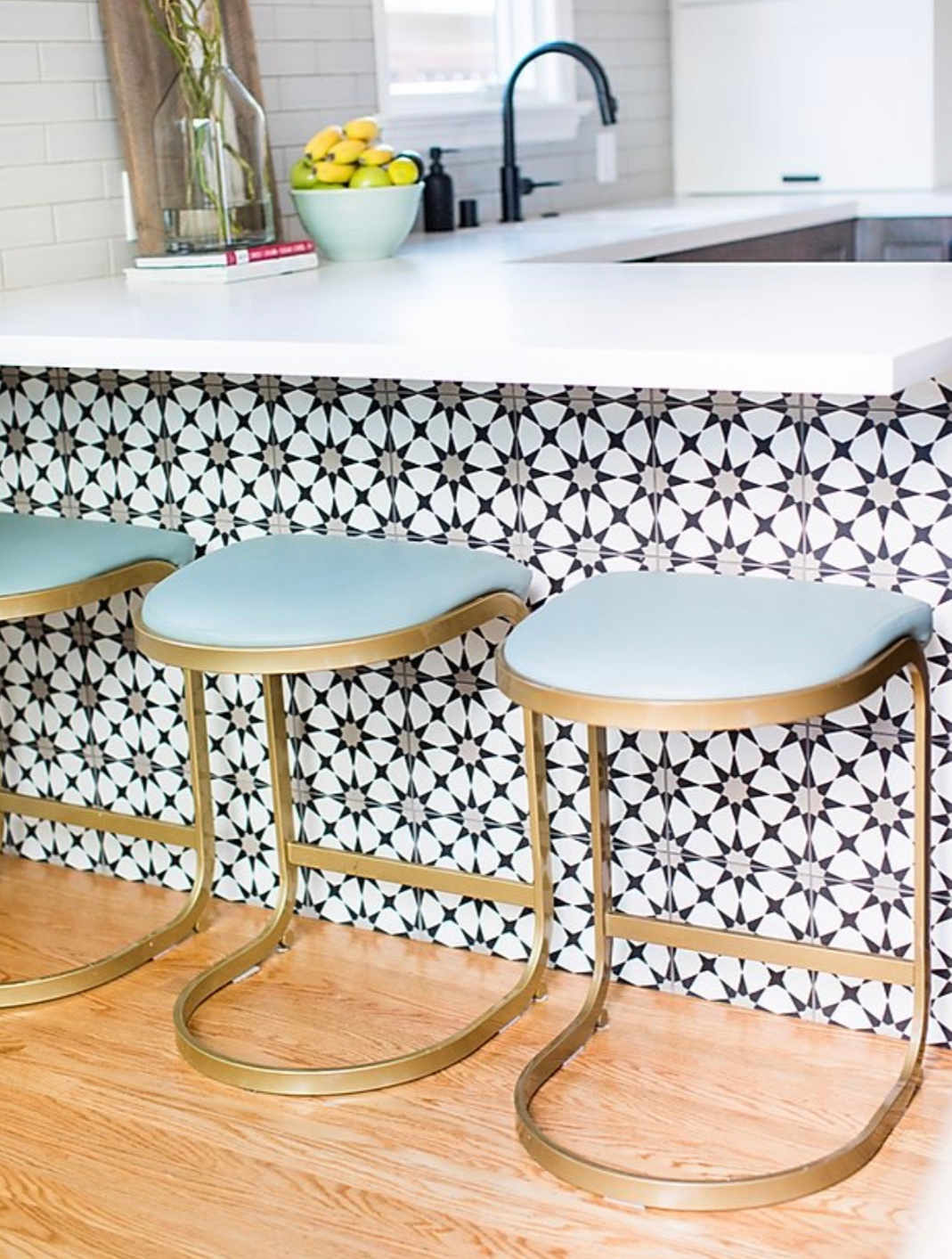 kitchen stool installation of tile