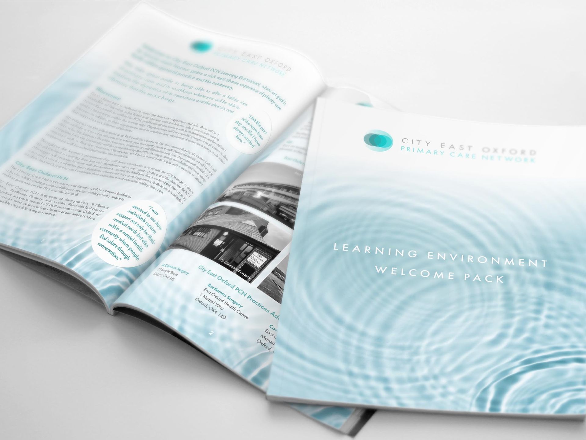 A city east oxford primary care network banner hangs from a building