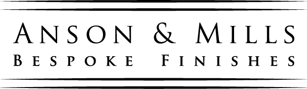 A black and white logo for anson & mills bespoke finishes