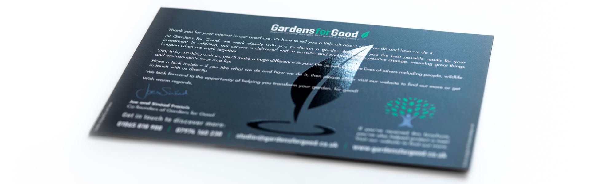 a thank you card from gardens for good