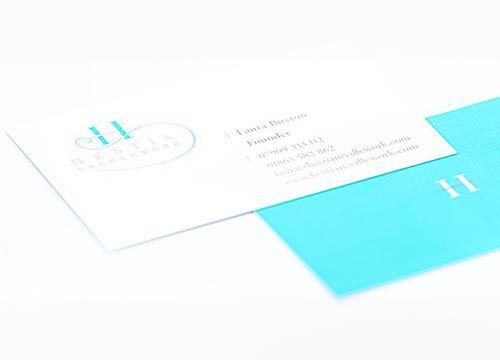 A close up of a business card on a table.