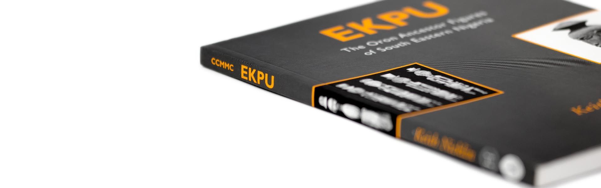 a black book titled ekpu the iron ancestor figures of south eastern nigeria sits on a white surface