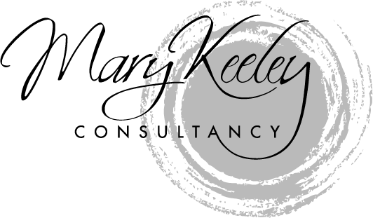 A black and white logo for mary keely consultancy