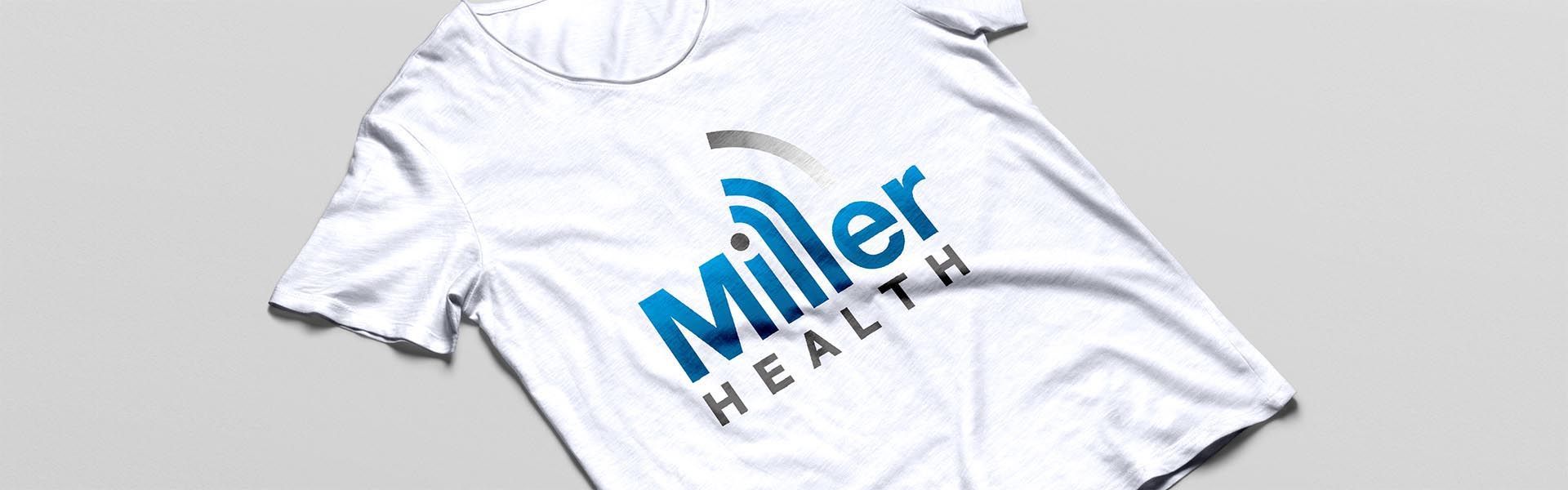 a white t-shirt with miller health written on it