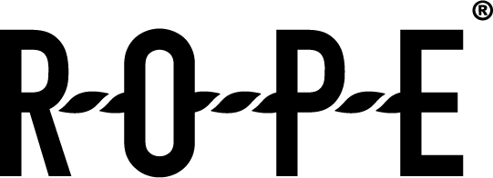 A black and white logo for rope with a rope in the middle.
