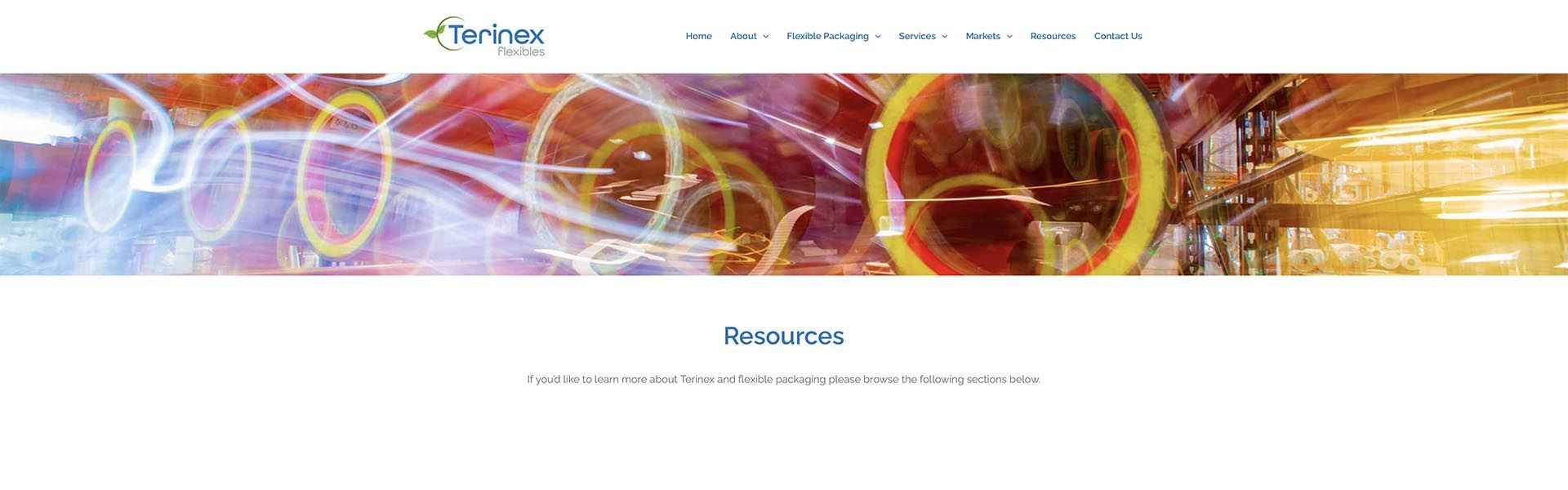 a screenshot of the terinex flexible website shows an artistically blurred image