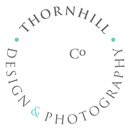 the thornhill and co design and photography logo in white text on a turquoise background