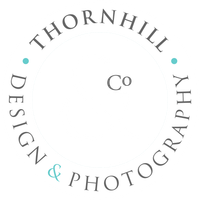 the thornhill and co design and photography logo in white text on a turquoise background