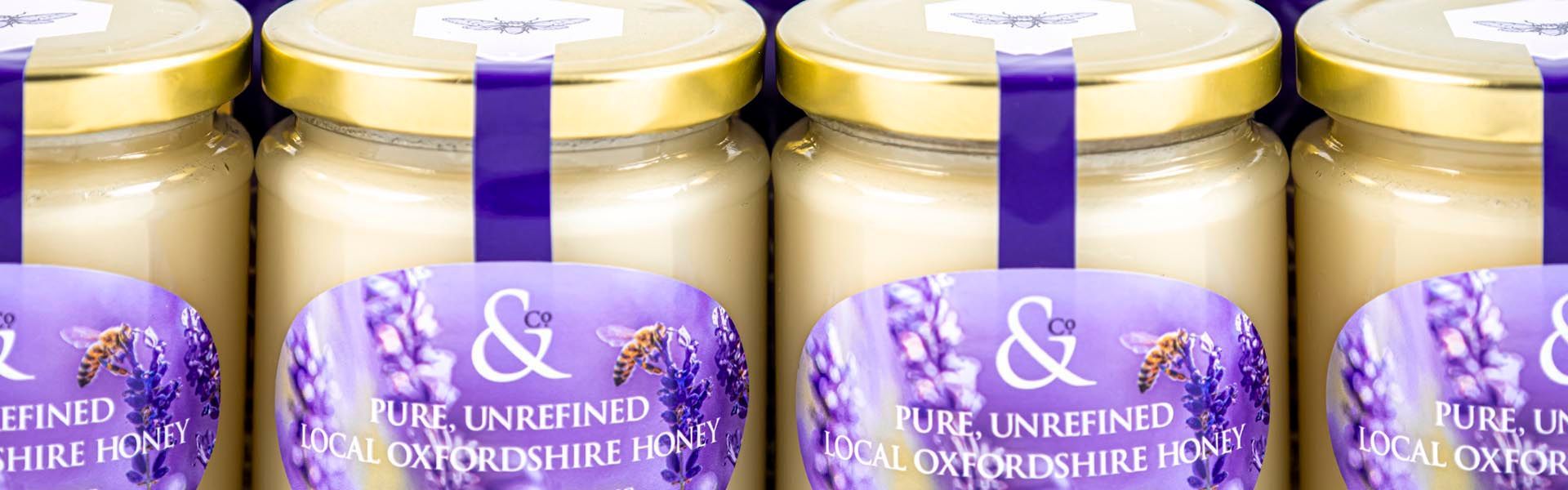 several jars of pure unrefined local oxfordshire honey