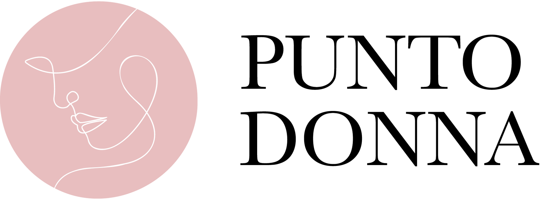 Il logo di Punto Donna raffigura un volto di donna racchiuso in un cerchio rosa.