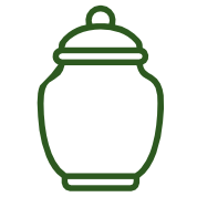 Um desenho de linha verde de um frasco com tampa sobre um fundo branco.