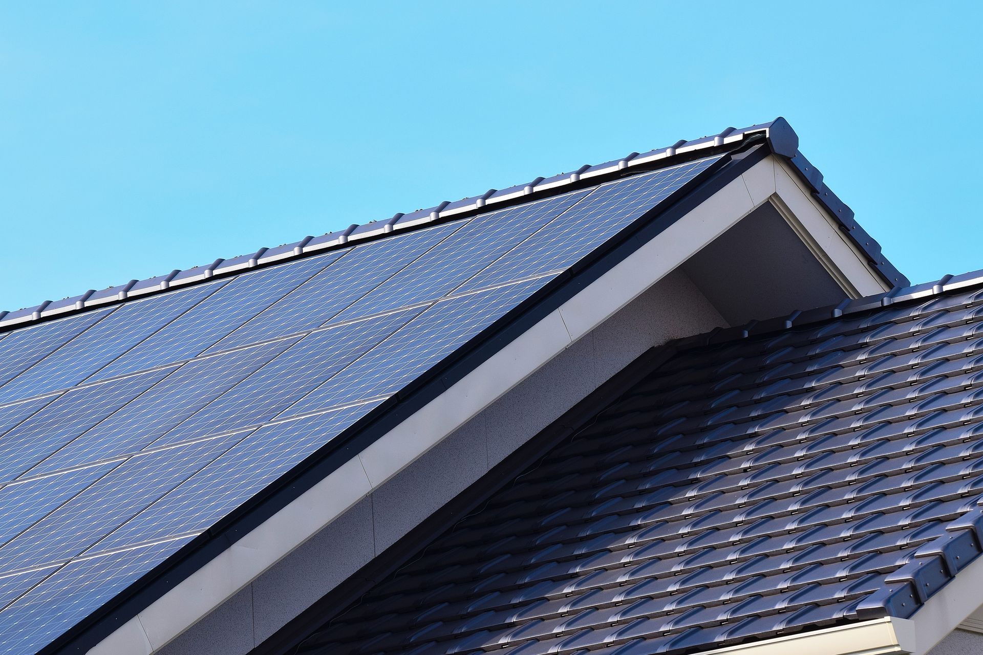 Modern House Roof With Solar Panels — Sacramento, CA — Bernardino Roofing