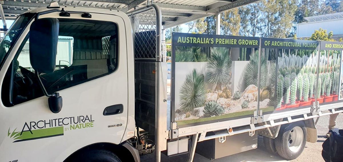 A White Truck With a Picture of Trees on the Back — Print Spot Group in Byron Bay, NSW