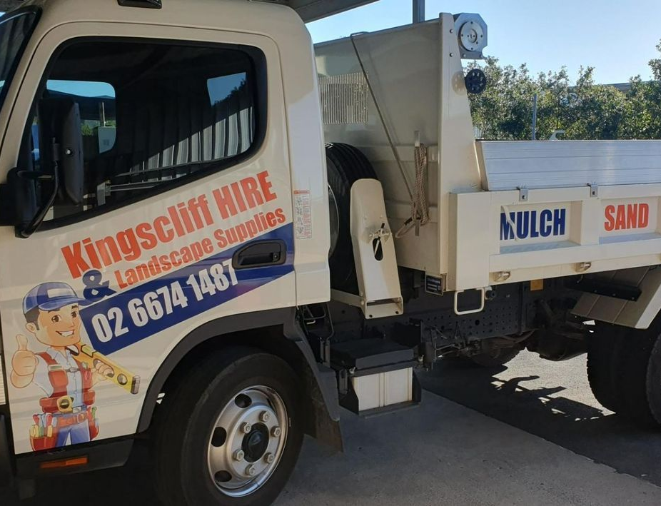 Truck with Kingscliff Hire Print on The Side— Print Spot Group in South Murwillumbah, NSW 