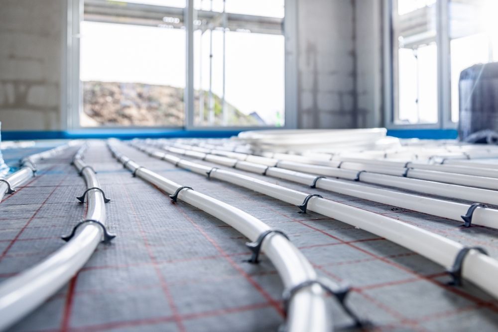 Pipes for hydronic underfloor heating.