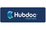 The hubdoc partner logo is a blue button on a white background.