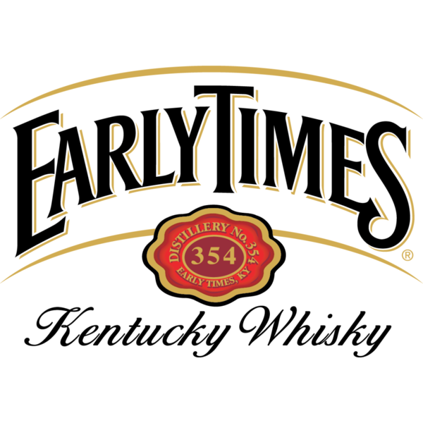 Early Times Kentucky Whiskey logo with black text on a white background, gold arch, and red medallion.