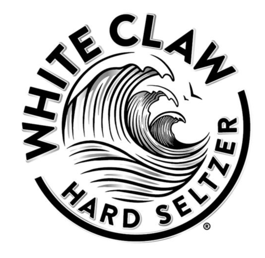 White Claw Hard Seltzer logo: wave illustration within a circle, brand name arched at the top, and "Hard Seltzer" at the bottom.