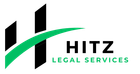 The logo for hitz legal services is black and green.