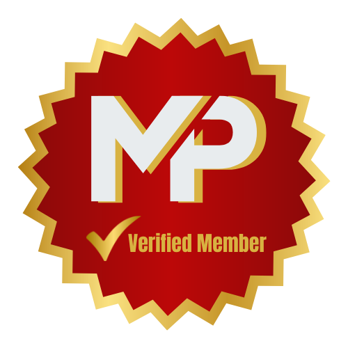 A red badge that says verified member on it