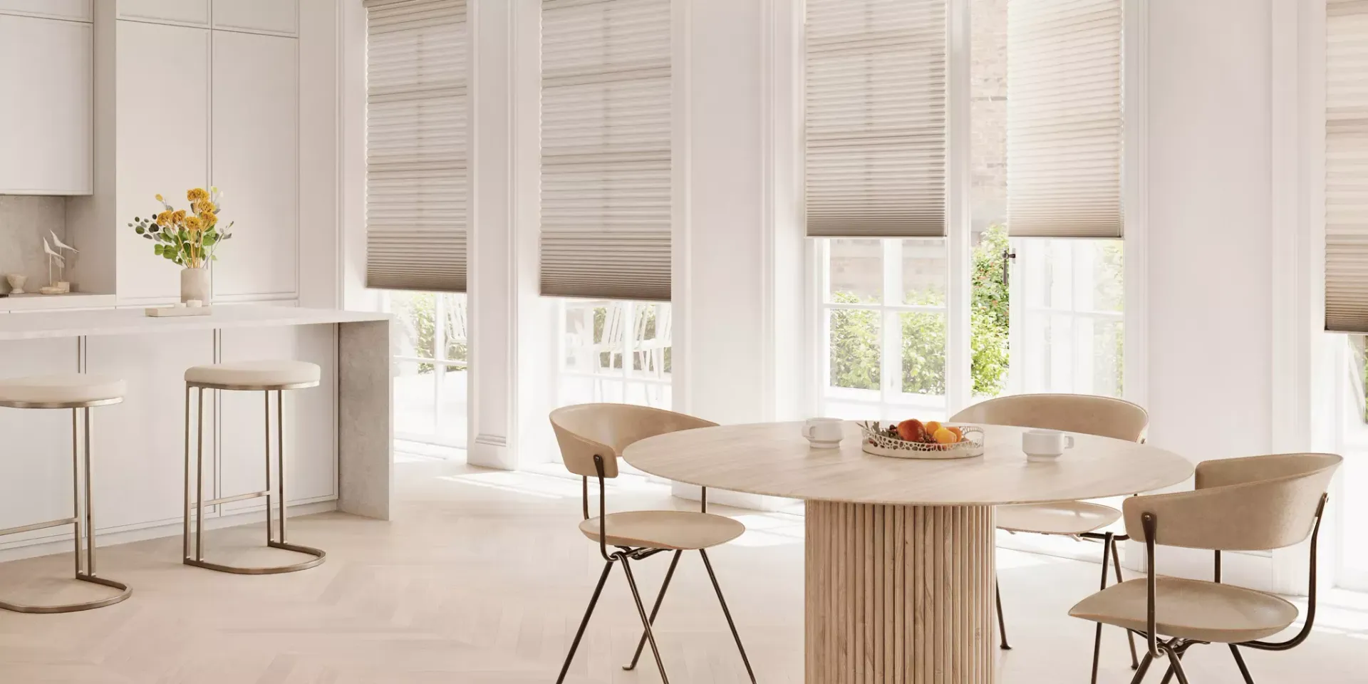 Hunter Douglas Duette® Cellular Shades on a patio door near Burlingame, California (CA)