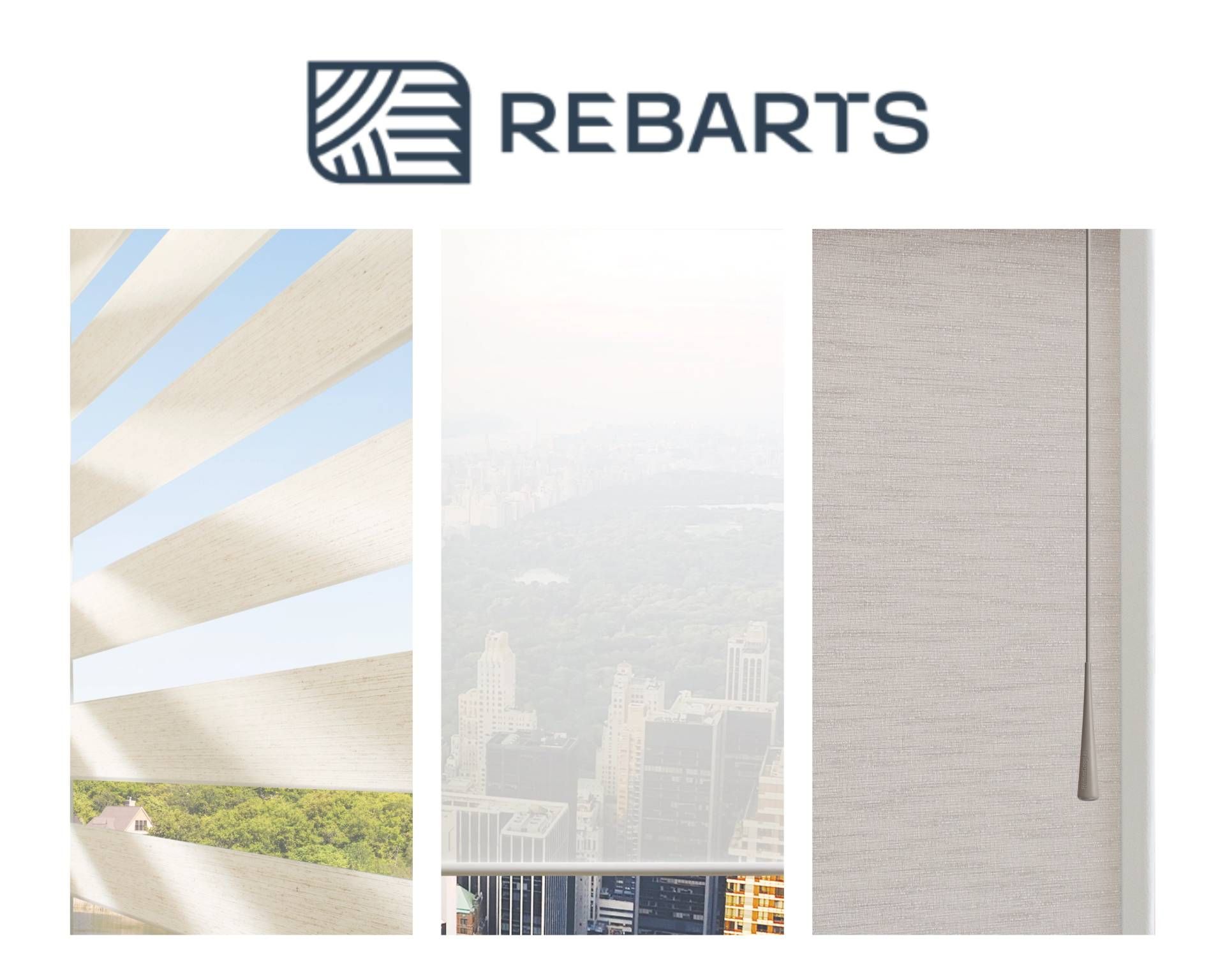 A collage of Hunter Douglas Designer Roller Shades, Hunter Douglas Designer Solar Shades, & Hunter Douglas Designer Banded Shades