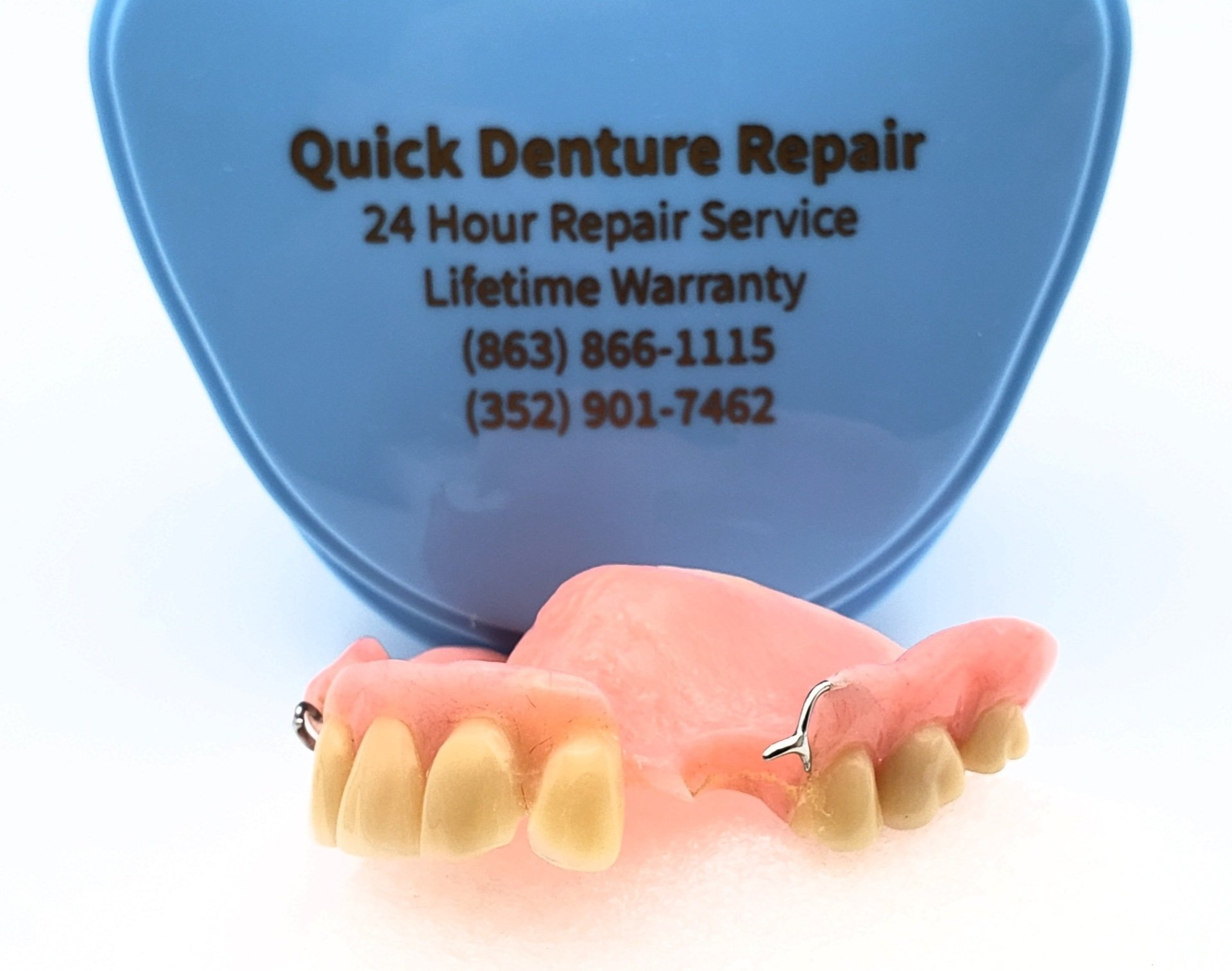 Partial denture with quick denture repair case