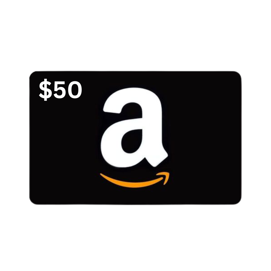 A black $50 Amazon gift card