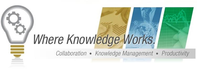 Banner contains the text: Where Knowledge Works; Collaboration, Knowledge Management, Productivity