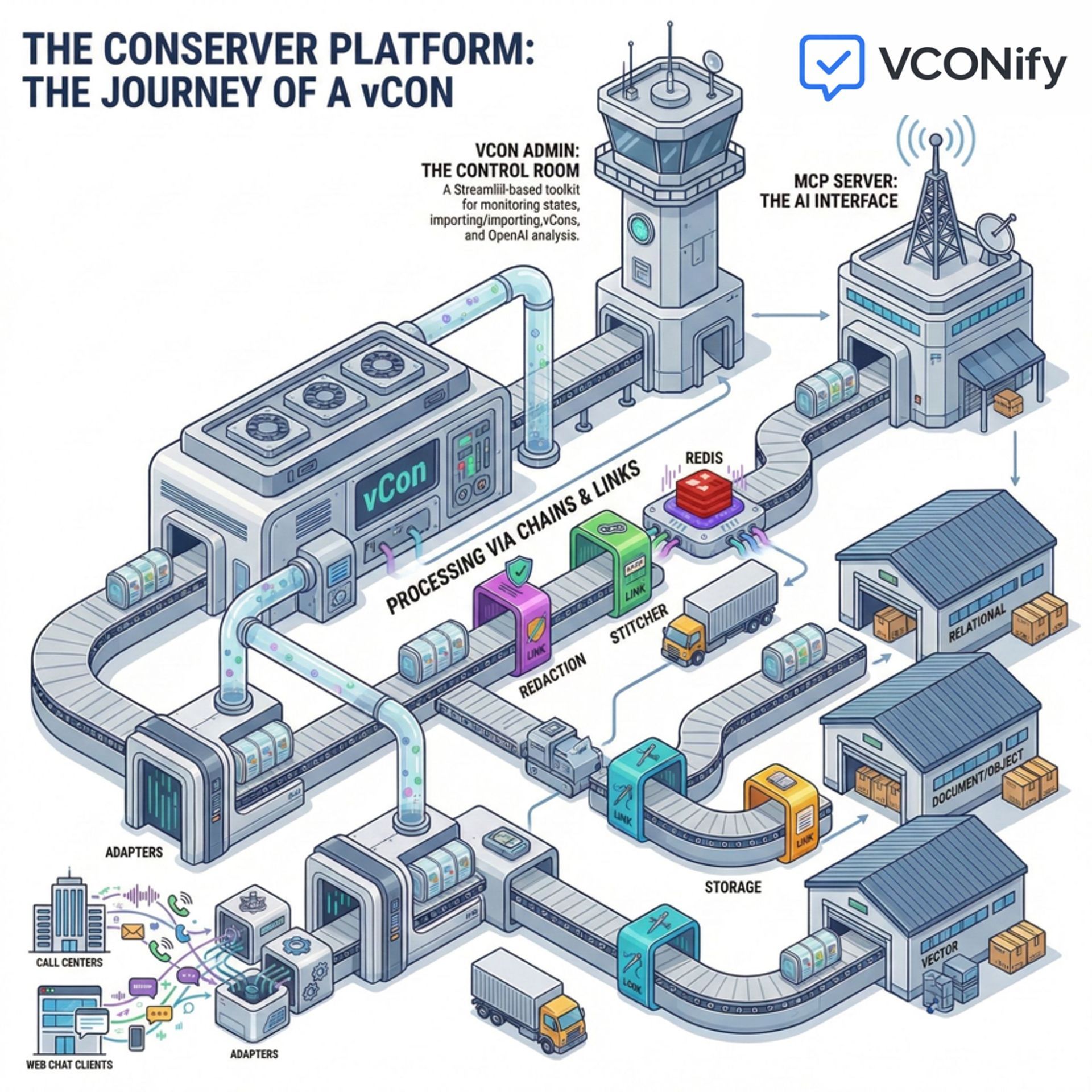 Team in a modern office analyzing data on multiple monitors, with a video conference on display.