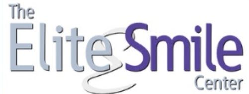 Logo for The Elite Smile Center. Text is blue and gray, with an “S” shape and “Center” at the bottom.