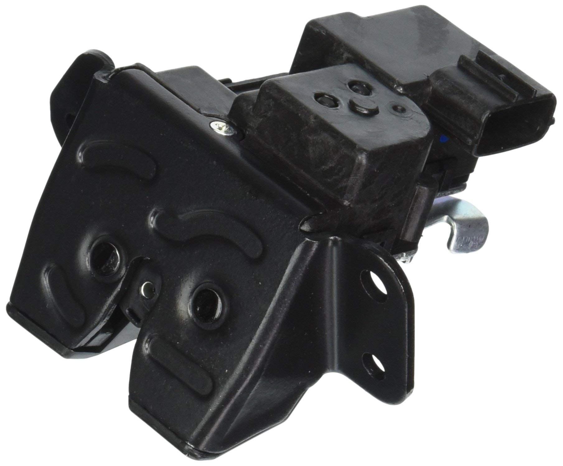A close up of a rear door lock on a white background
