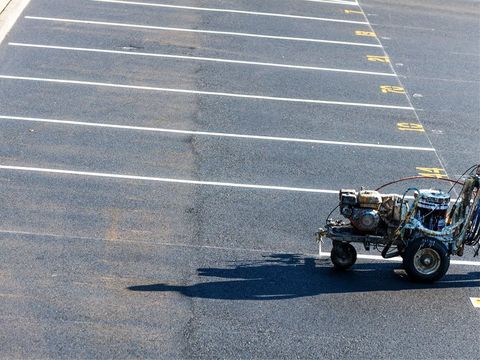 Striping Machine on the Parking Lot — San Jose, CA — Linear Tech Striping