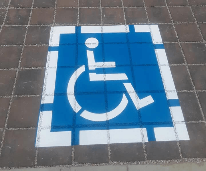 Blue and Yellow Eempty Handicap Parking Space — San Jose, CA — Linear Tech Striping
