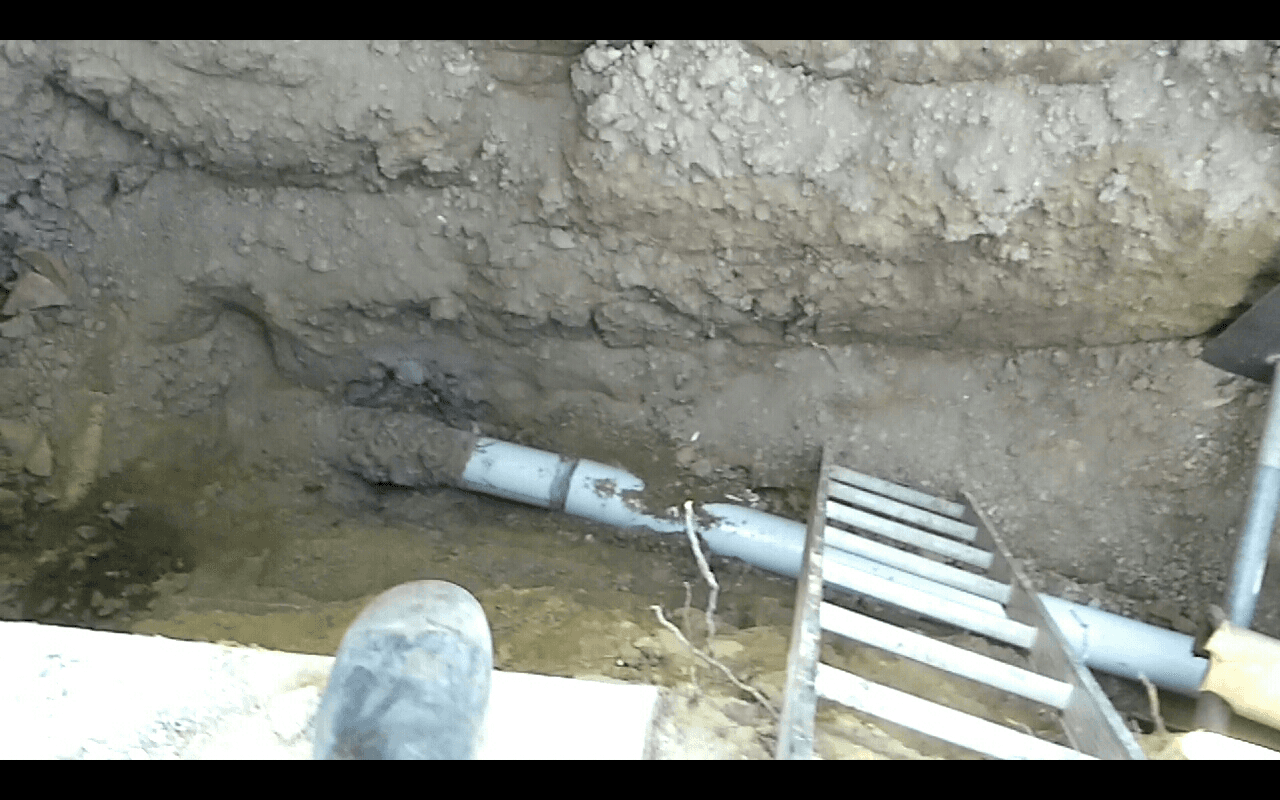 New sewage pipe installed and connected to house