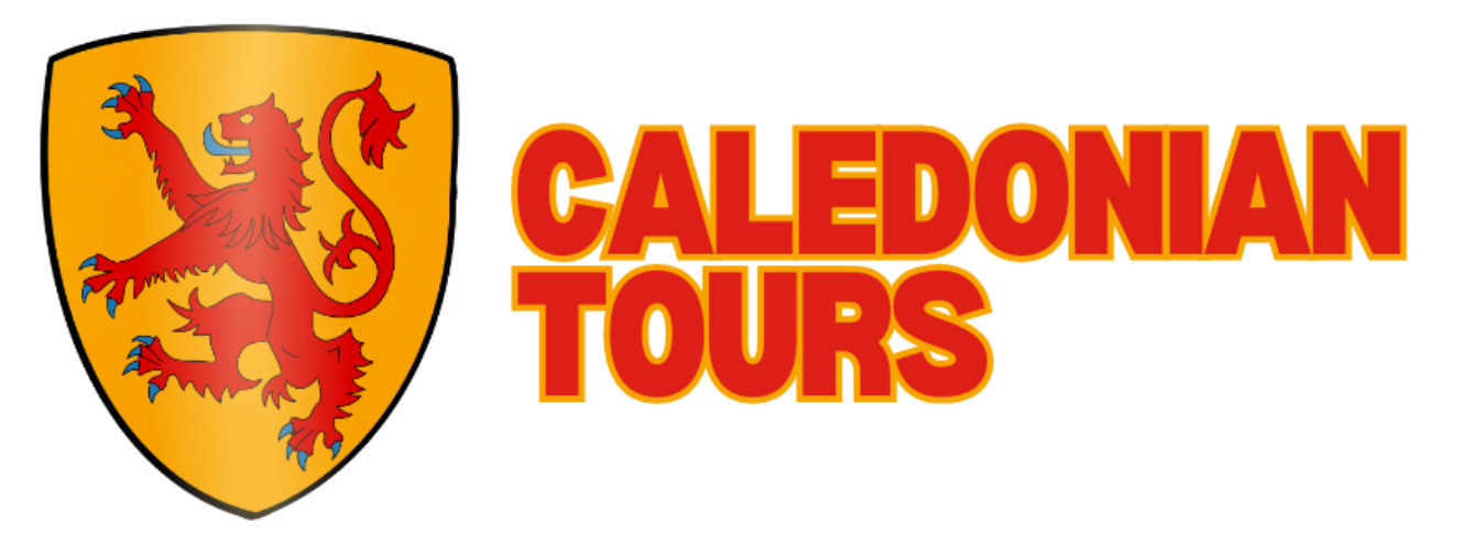 Caledonian Tours Logo Featuring a Scottish Lion Shield 