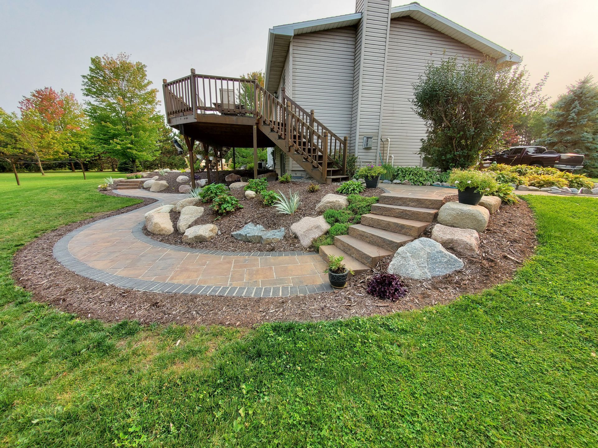 beautiful hardscaping and landscaping