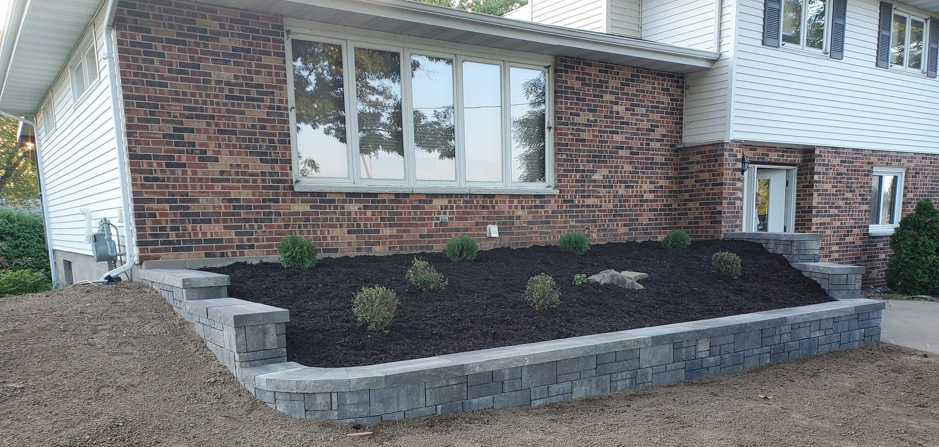 newly installed retaining wall