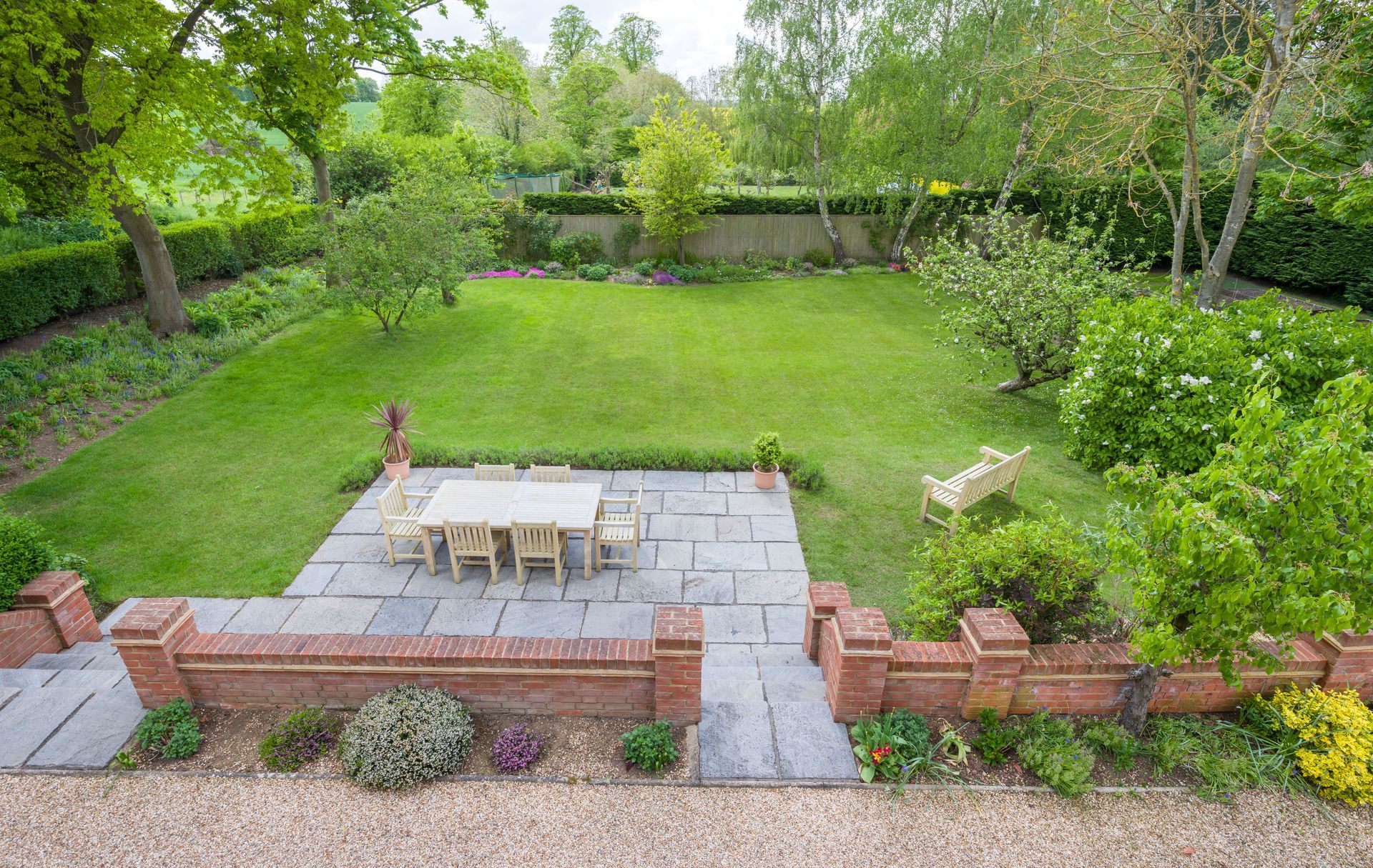 patio on nicely landscaped lawn